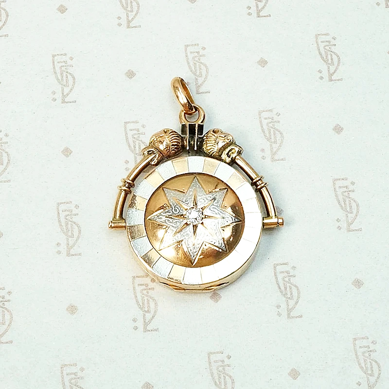 Antique Gold & Platinum Locket with Star Set Diamond