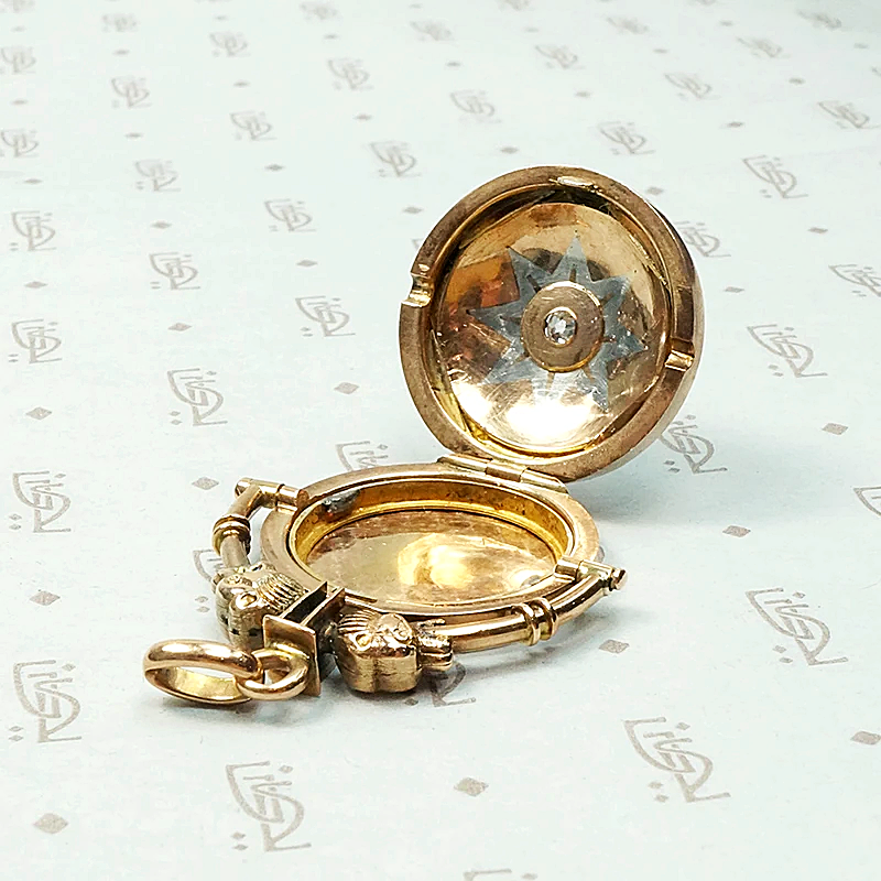 Antique Gold & Platinum Locket with Star Set Diamond