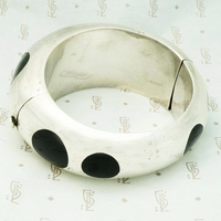 Fabulous Silver Bracelet with Bakelite Polka Dots
