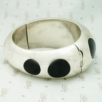 Fabulous Silver Bracelet with Bakelite Polka Dots