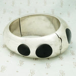 Fabulous Silver Bracelet with Bakelite Polka Dots