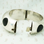 Fabulous Silver Bracelet with Bakelite Polka Dots