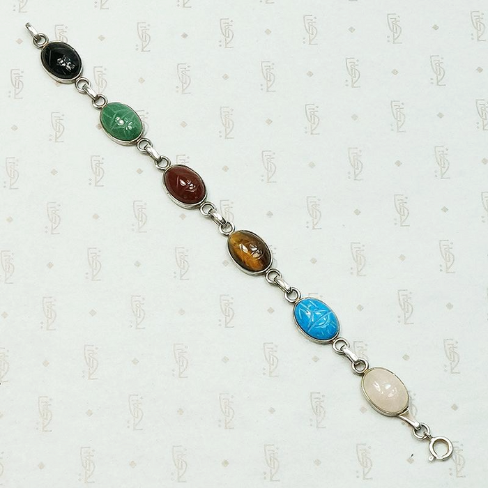 Vintage Seven Scarab Bracelet in Sterling
