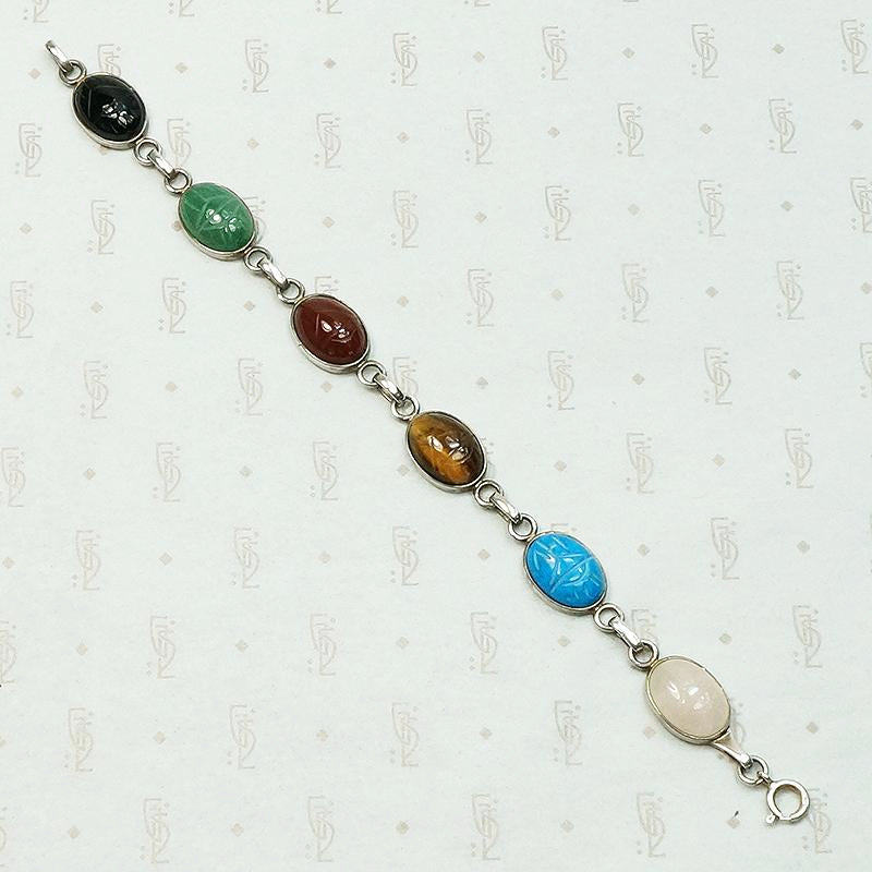 Vintage Seven Scarab Bracelet in Sterling