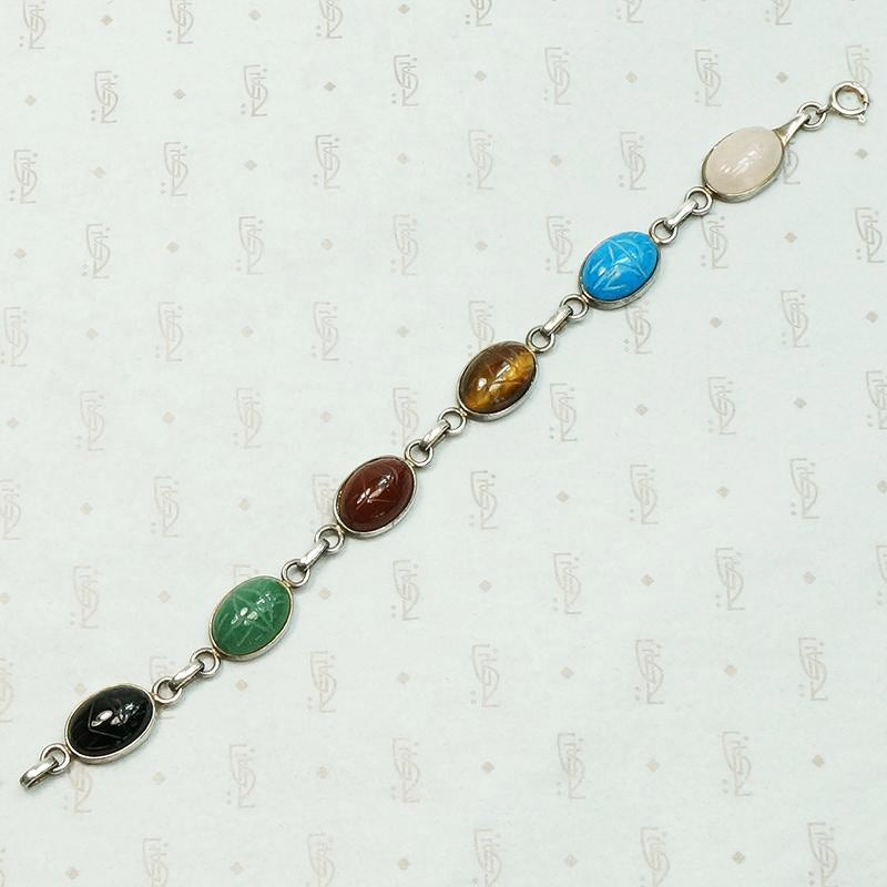 Vintage Seven Scarab Bracelet in Sterling
