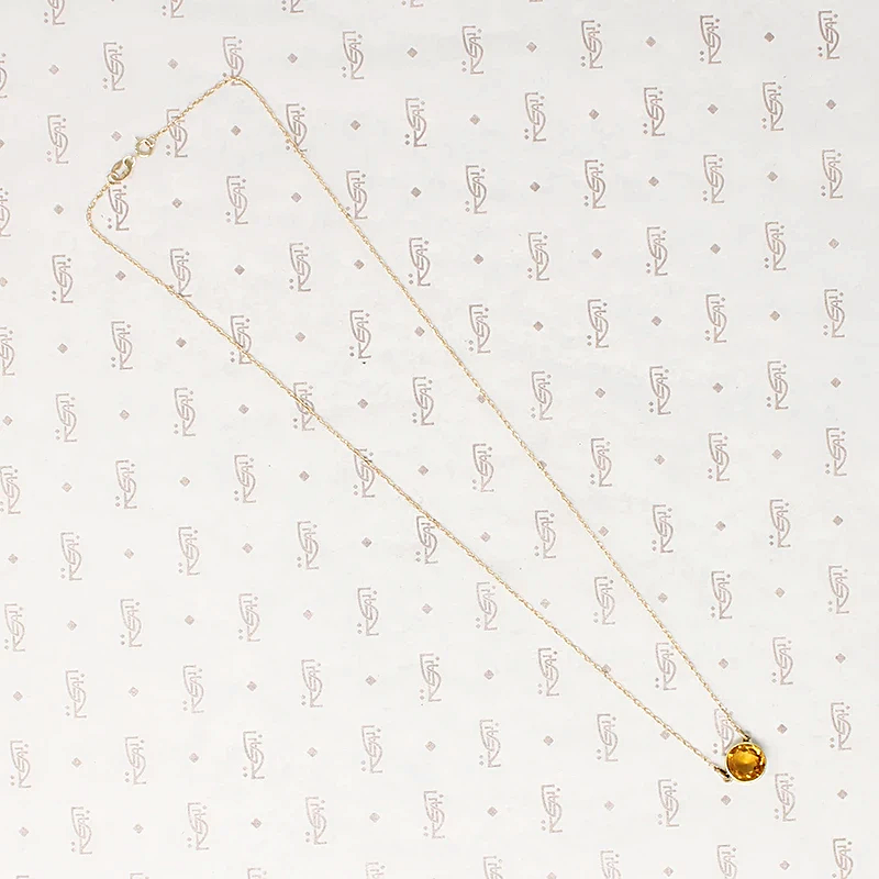 November Birthstone Citrine Solitaire Necklace