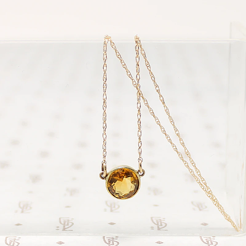 November Birthstone Citrine Solitaire Necklace