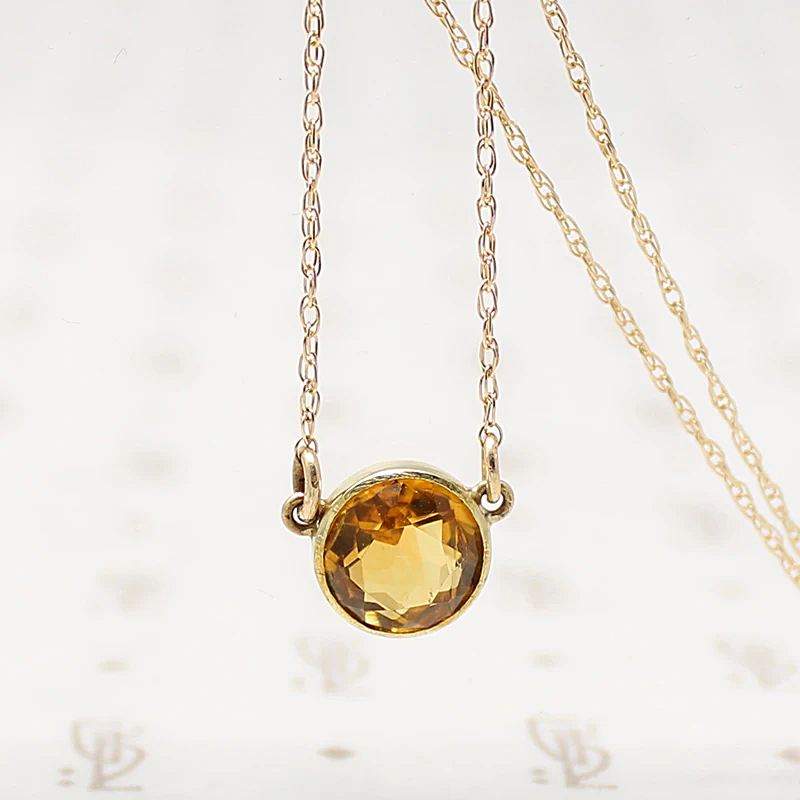 November Birthstone Citrine Solitaire Necklace
