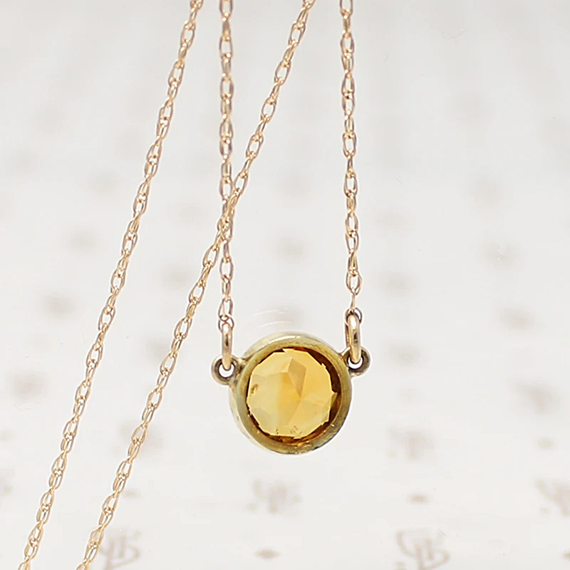 November Birthstone Citrine Solitaire Necklace
