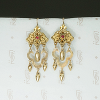 Fantastic Victorian Chandelier Earrings with Rubies