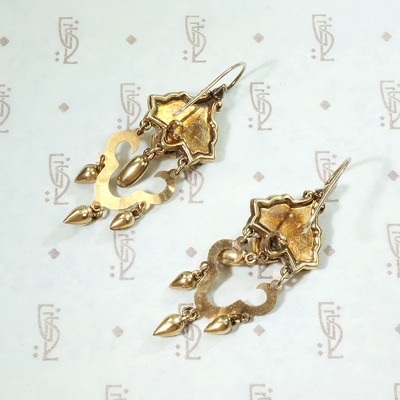 Fantastic Victorian Chandelier Earrings with Rubies