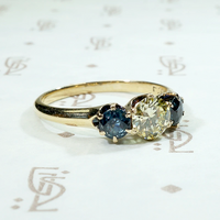 Dazzling Fancy Yellow Diamond & Sapphire Ring