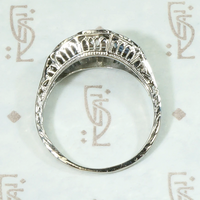 Old Euro Diamond & Pear-Cut Sapphire Dreamy Deco Ring