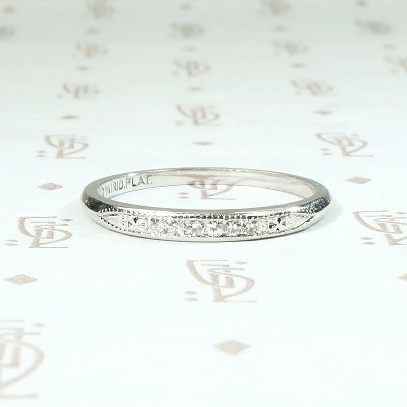 Slim Diamond & Platinum Band with Sweet Details