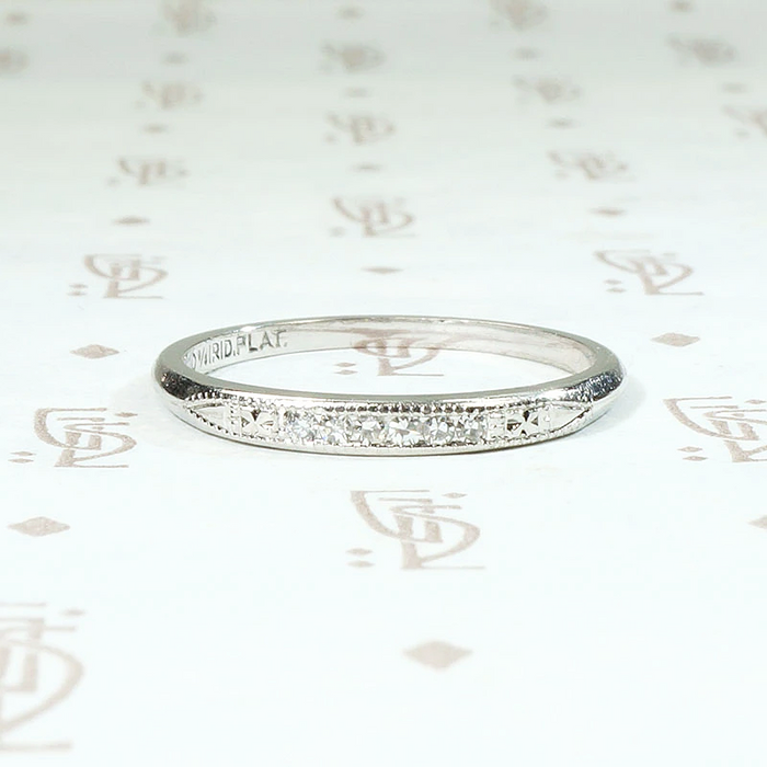 Slim Diamond & Platinum Band with Sweet Details