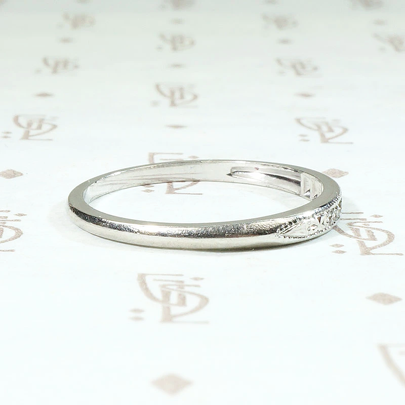 Slim Diamond & Platinum Band with Sweet Details