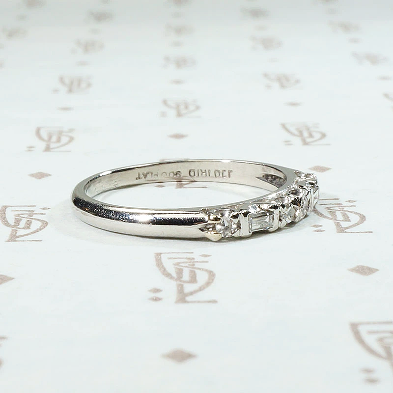 Refined Round & Baguette Diamond Platinum Band