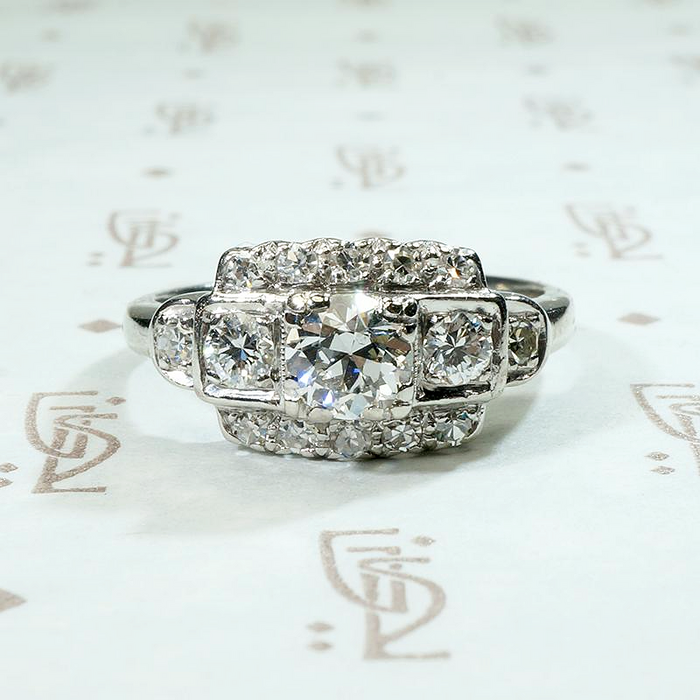 Bold & Pretty 1930s Deco Diamond Engagement Ring