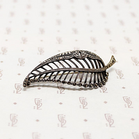 Delicate Deco Skeletal Leaf in Silver & Marcasite Brooch