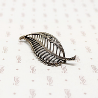 Delicate Deco Skeletal Leaf in Silver & Marcasite Brooch