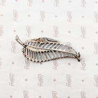Delicate Deco Skeletal Leaf in Silver & Marcasite Brooch