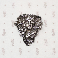 Exquisite Art Nouveau Repoussé Silver Woman & Poppy Brooch