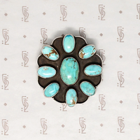 Incredible Vintage Turquoise Brooch in Sterling Silver 