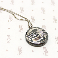 Niello Locket Engraved with View of Mount Fuji and Chureito Pagoda