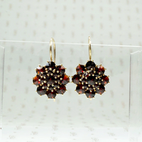 Garnet Clusters Vintage Flower Earrings
