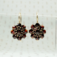 Garnet Clusters Vintage Flower Earrings