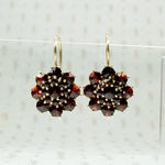 Garnet Clusters Vintage Flower Earrings