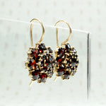 Garnet Clusters Vintage Flower Earrings
