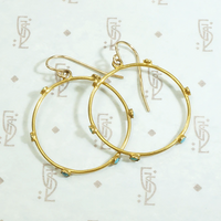 Edwardian Turquoise in Gold Filled Hoop Earrings