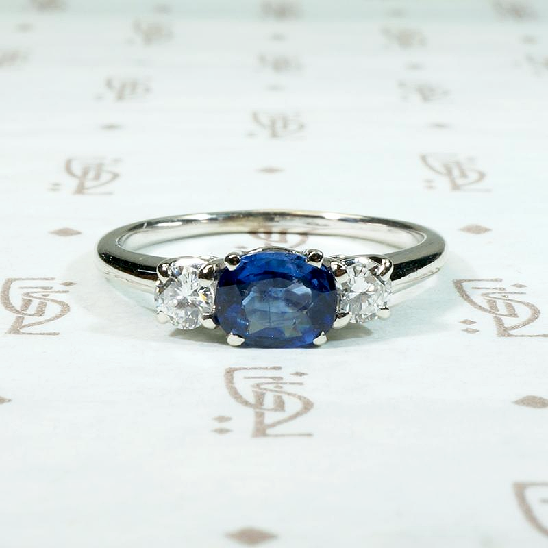 Mid Century Trilogy Ring with Indigo Sapphire