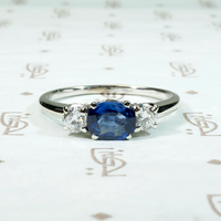 Mid Century Trilogy Ring with Indigo Sapphire