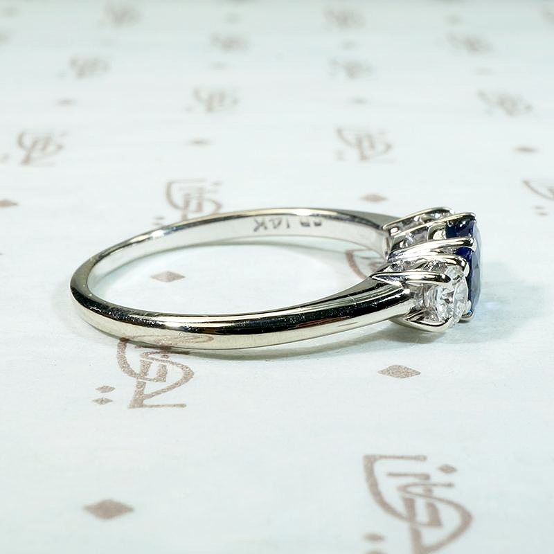 Mid Century Trilogy Ring with Indigo Sapphire