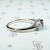 Mid Century Trilogy Ring with Indigo Sapphire