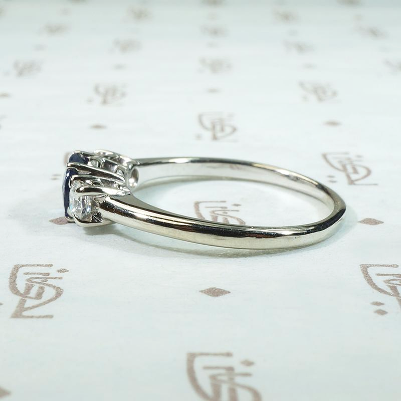 Mid Century Trilogy Ring with Indigo Sapphire