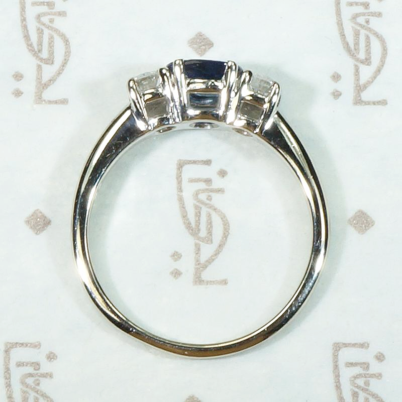 Mid Century Trilogy Ring with Indigo Sapphire