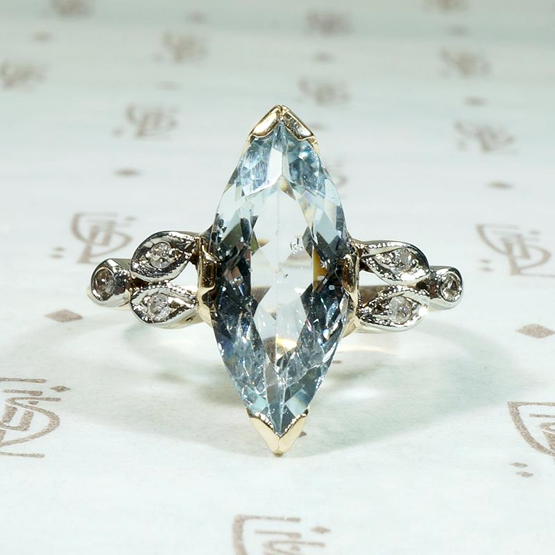 Icy Marquis Aquamarine Cocktail Ring