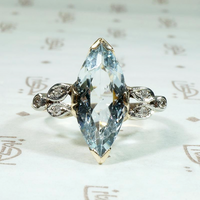 Icy Marquis Aquamarine Cocktail Ring