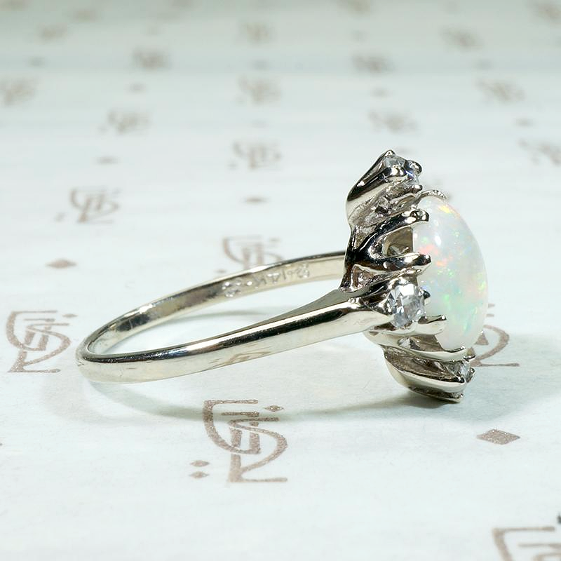 Regal Mid Century Opal & Diamond Ring