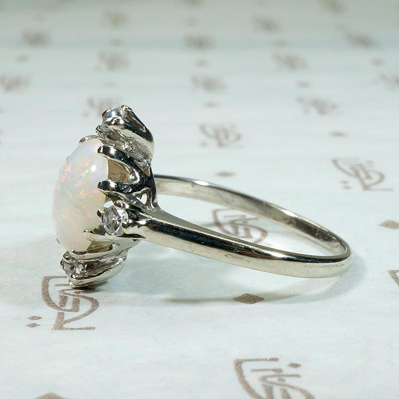 Regal Mid Century Opal & Diamond Ring