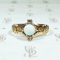 Classically Victorian Opal Ring with Diamond Accents