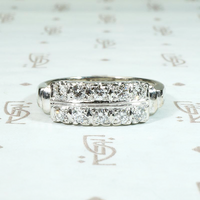 Double Row Diamond White Gold Wedding Band
