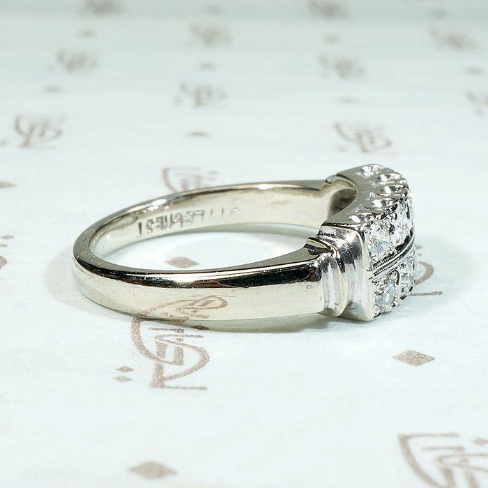 Double Row Diamond White Gold Wedding Band