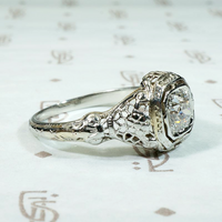 Highly Detailed Filigree Solitaire Diamond Engagement Ring