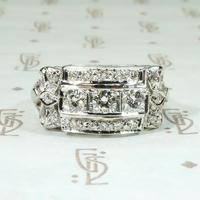 Glamorous Three Row Diamond Band with Bows