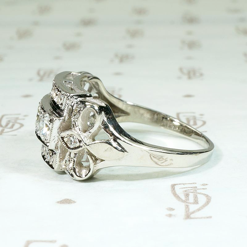 Glamorous Three Row Diamond Band with Bows