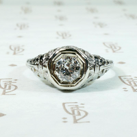 Latticework Filigree Deco Diamond Engagement Ring